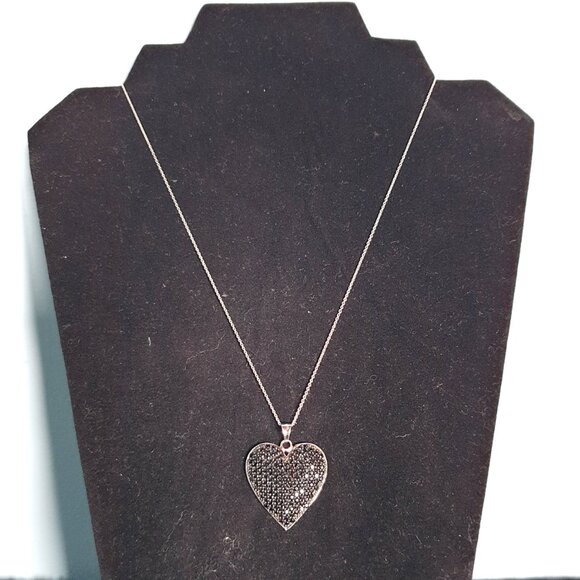 🖤 Elegant Black Spinel 925 Sterling Silver Heart Pendant Necklace🖤 - Picture 5 of 14